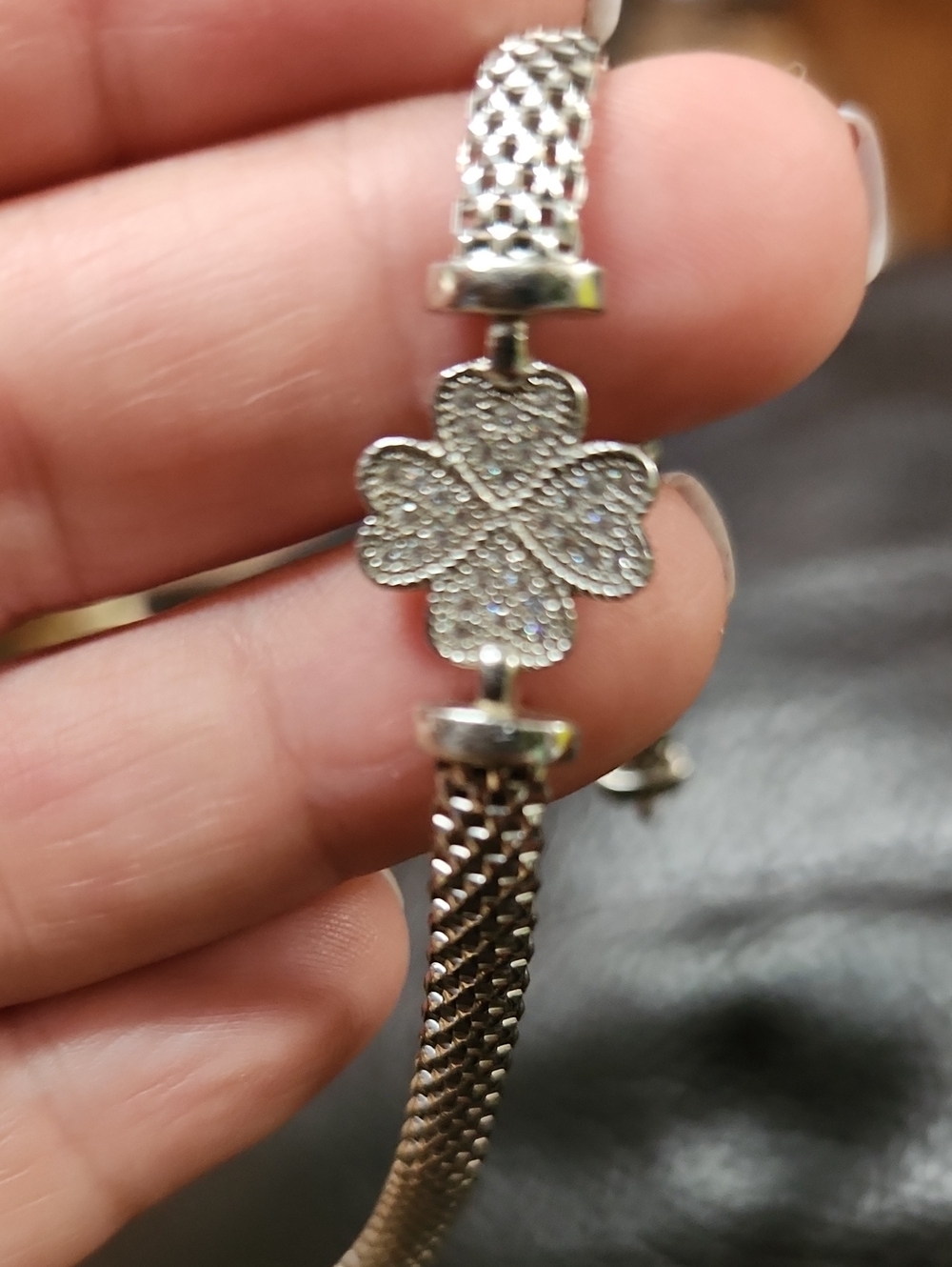 Sterling Silver Four-Leaf Clover Charm Bracelet - Silver 925 - Picture 5 of 8